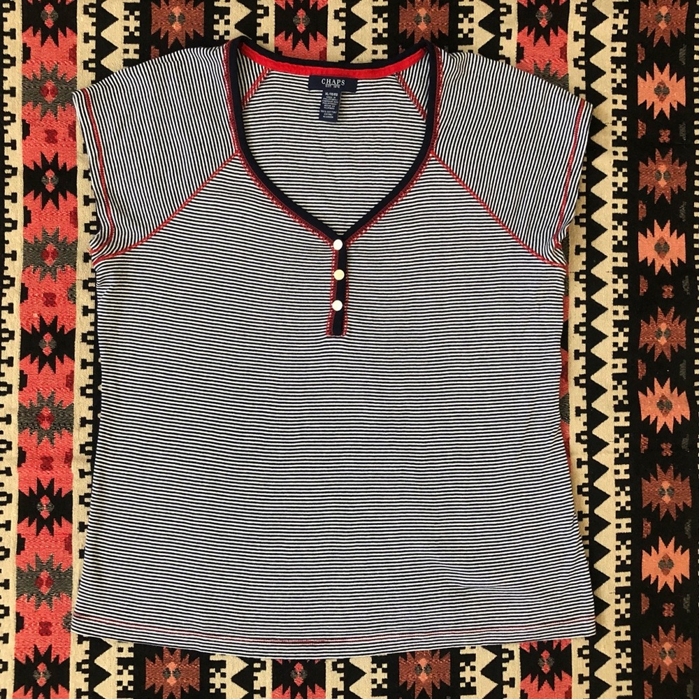 Chaps Striped V-Neck T-Shirt